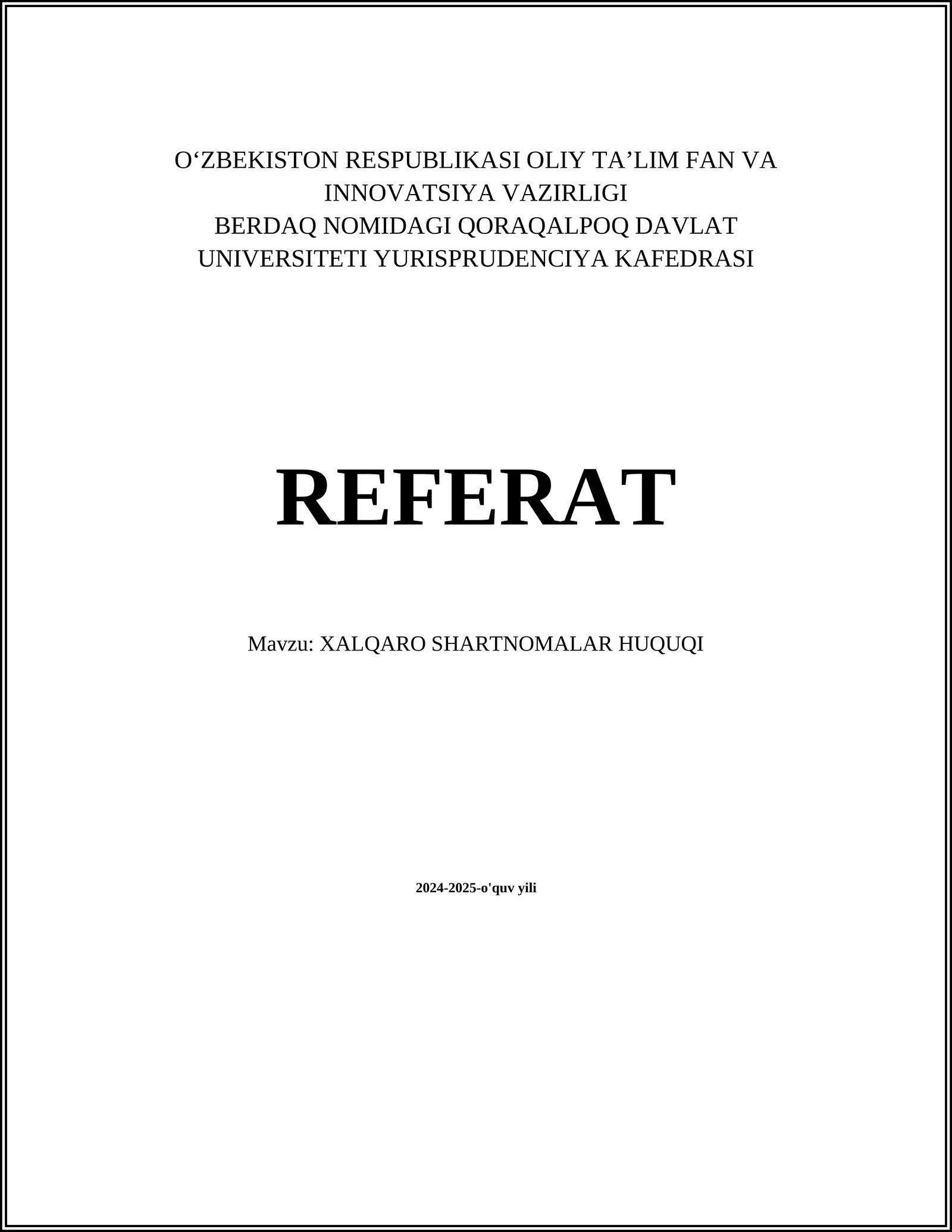XALQARO SHARTNOMALAR HUQUQI