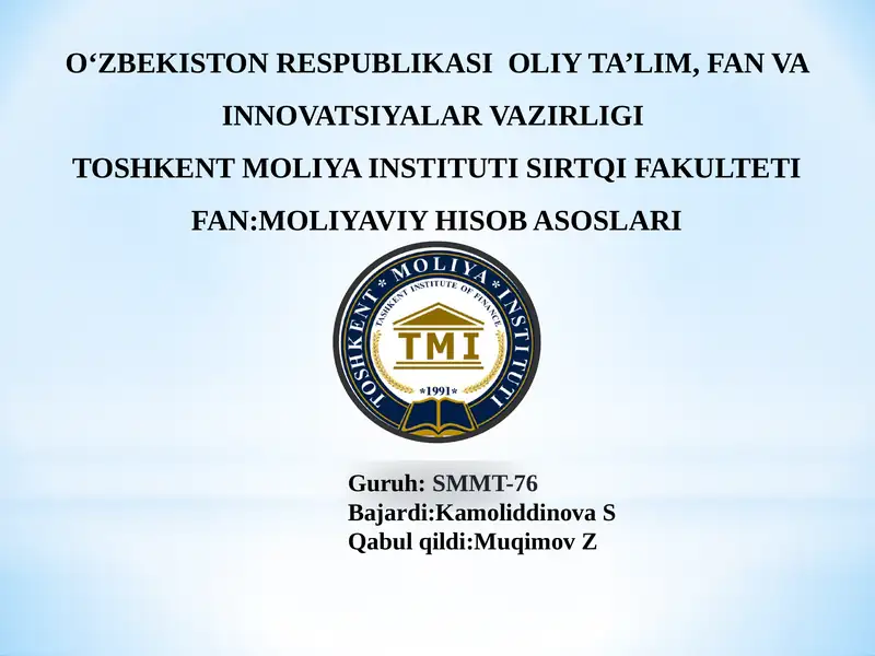 Moliyaviy hisob asoslari