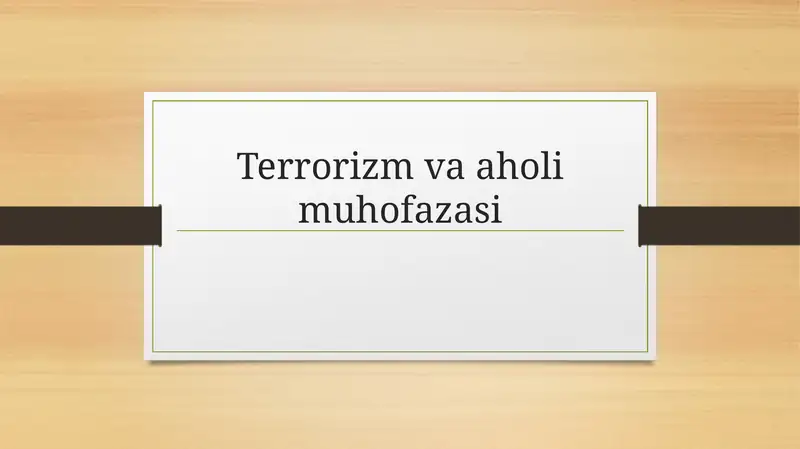 Terrorizm va aholi muhofazasi