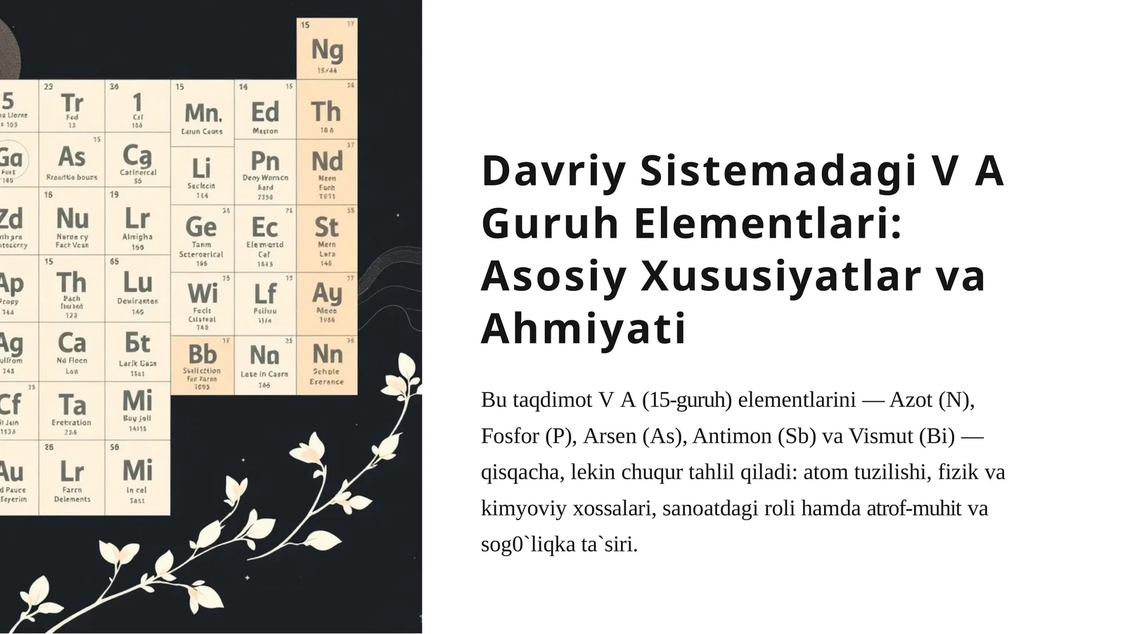 Davriy Sistemadagi VAGuruh Elementlari: Asosiy Xususiyatlar va Ahmiyati