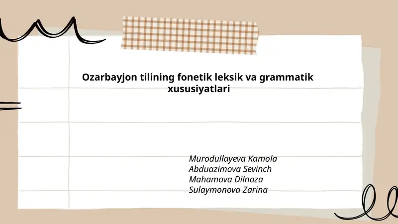 Ozarbayjon tilining fonetik leksik va grammatik xususiyatlari
