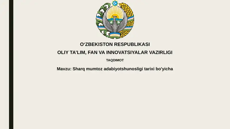 Sharq mumtoz adabiyot shunosligi tarixi bo'yicha
