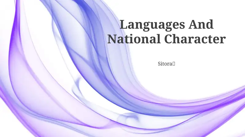 Languages And National Character