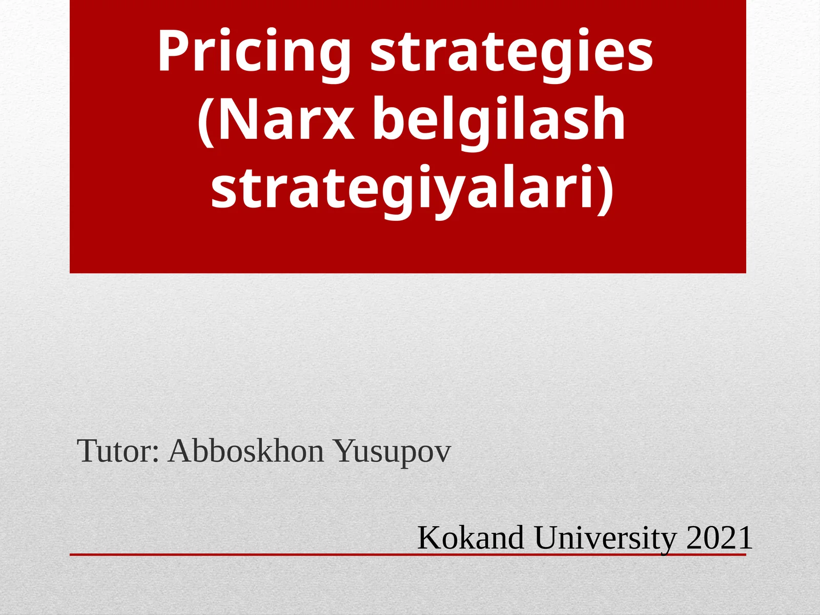 Narxbelgilashstrategiyalari
