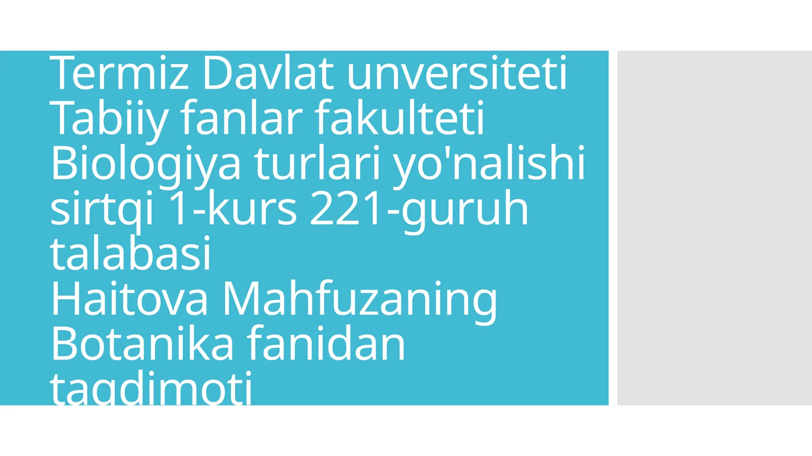 Botanika fanidan taqdimoti