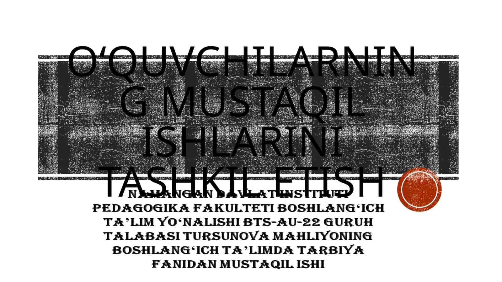 Oʻquvchilarning mustaqil ishlarini tashkil etish