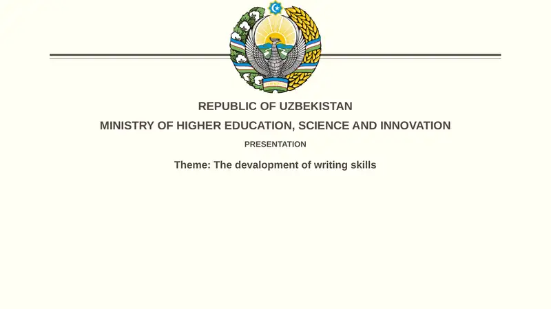 The Development of Writing Skills