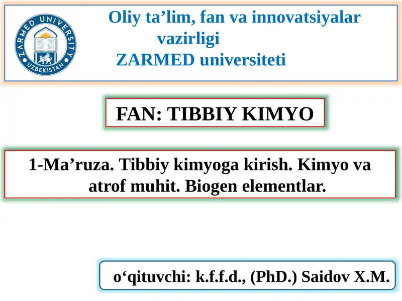 Tibbiy kimyo