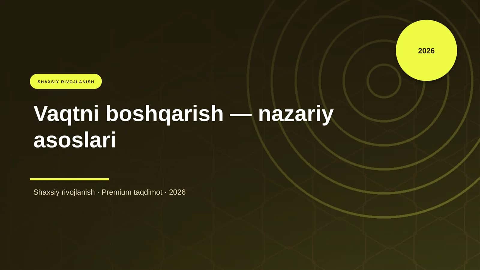 Vaqtni boshqarish — nazariy asoslari
