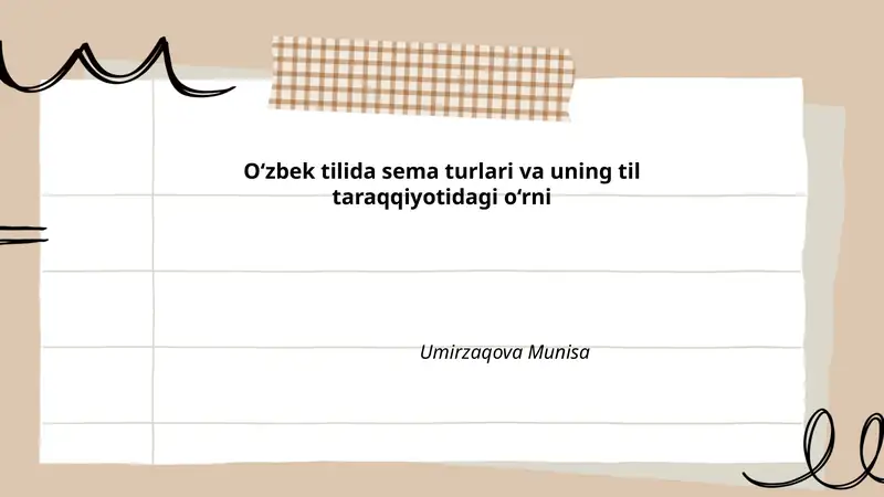 O‘zbek tilida sema turlari va uning til taraqqiyotidagi o‘rni