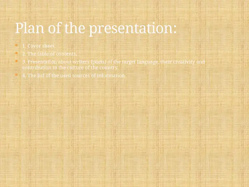 Presentation about English literature