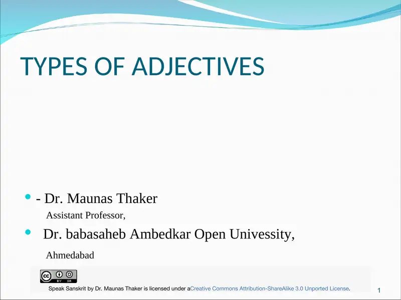 TYPES OF ADJECTIVES