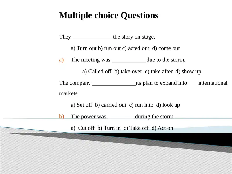 Multiple Choice Questions