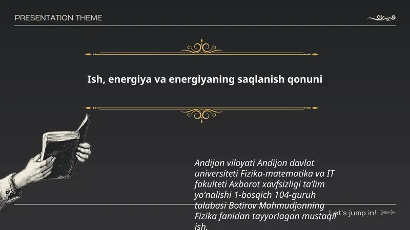 Ish, energiya va energiyaning saqlanish qonuni