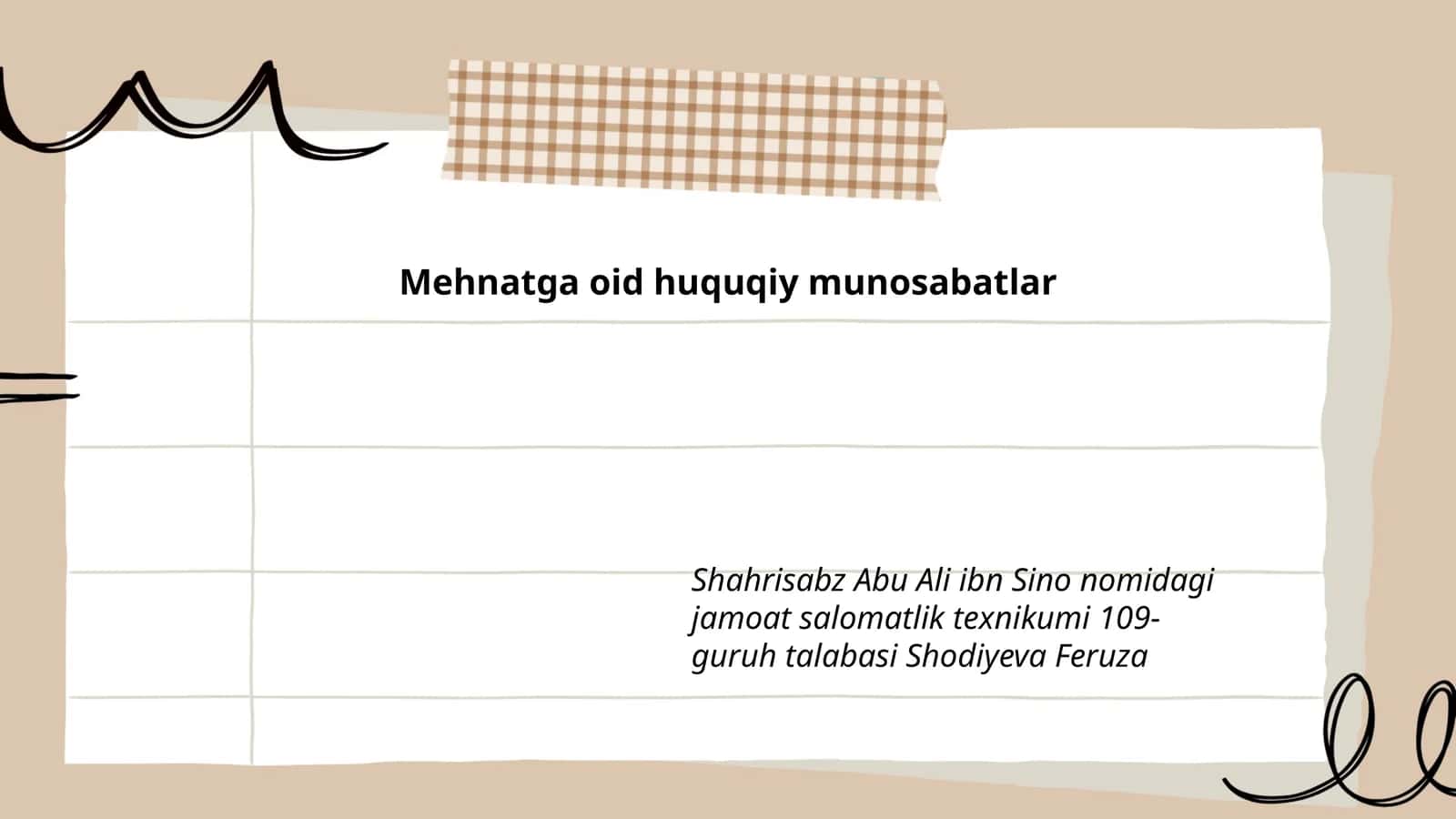 Mehnatga oid huquqiy munosabatlar
