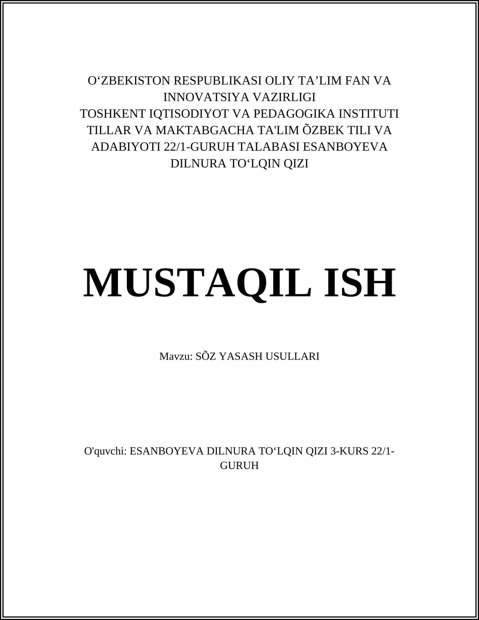 SÕZ YASASH USULLARI