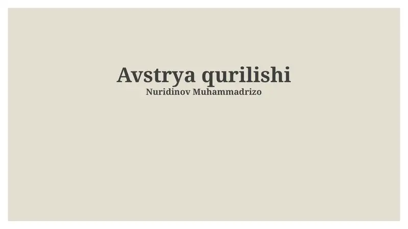 Avstriya qurilishi