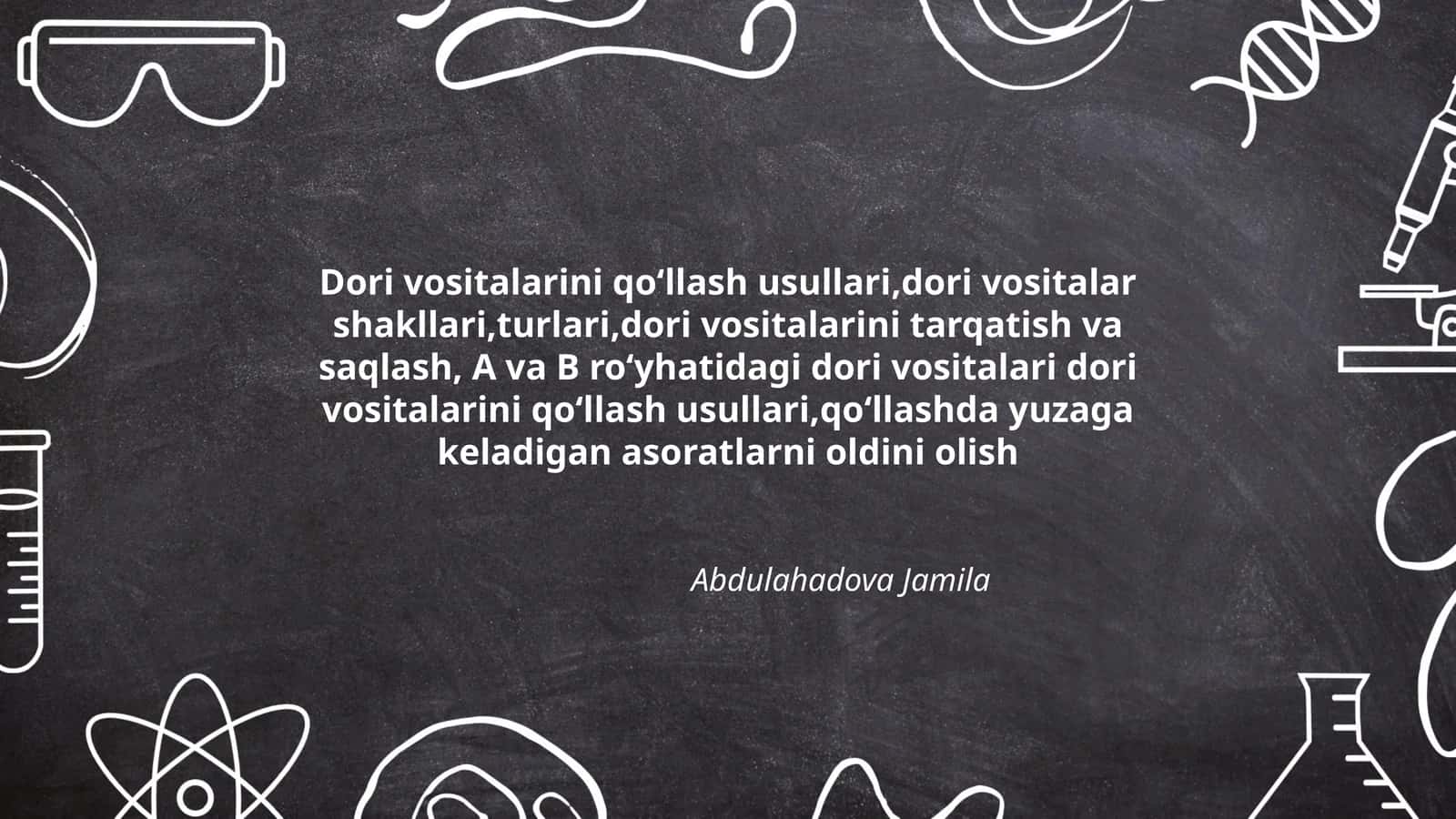 Dori Vositalarini Qo'llash Usullari