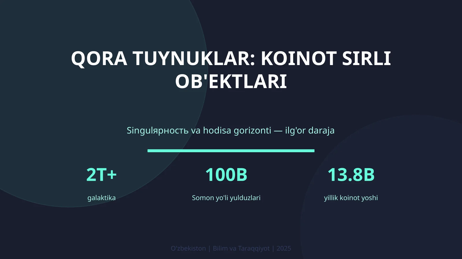 Qora tuynuklar: koinot sirli ob'ektlari