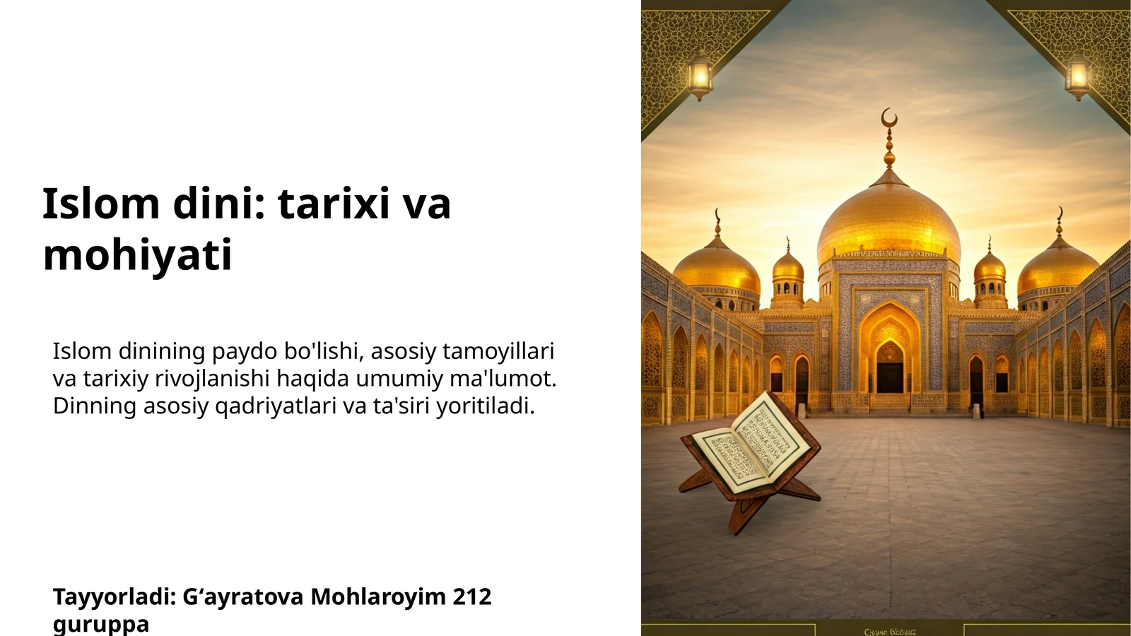 Islom dini: tarixi va mohiyati