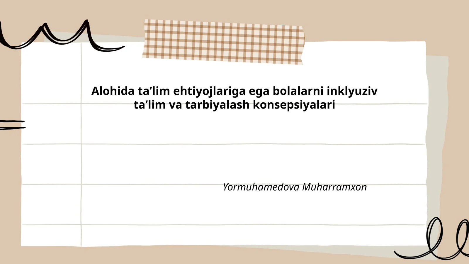 Alohida taʼlim ehtiyojlariga ega bolalarni inklyuziv taʼlim va tarbiyalash konsepsiyalari