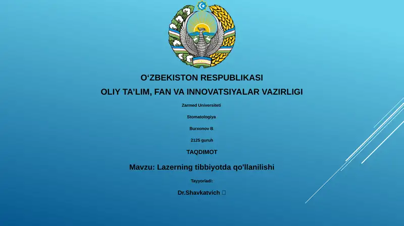 Lazerning tibbiyotda qo'llanilishi