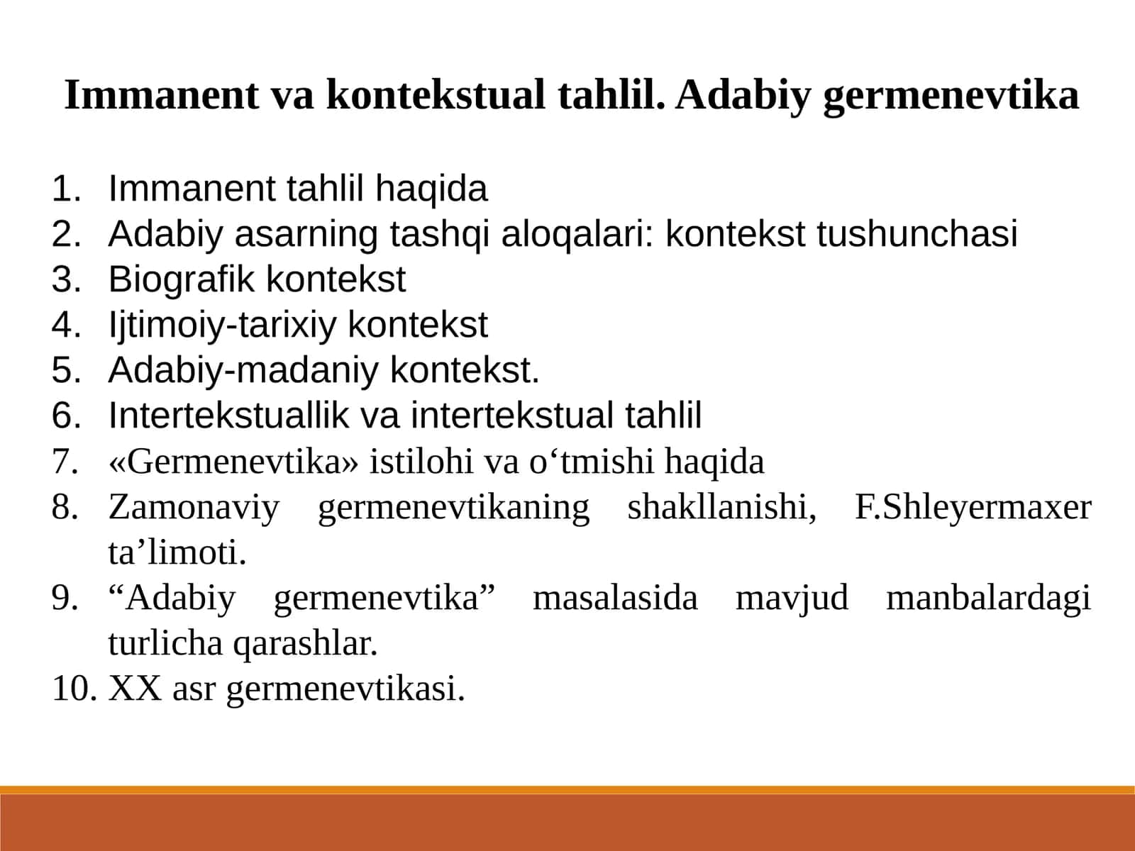 Immanent va kontekstual tahlil. Adabiy germenevtika