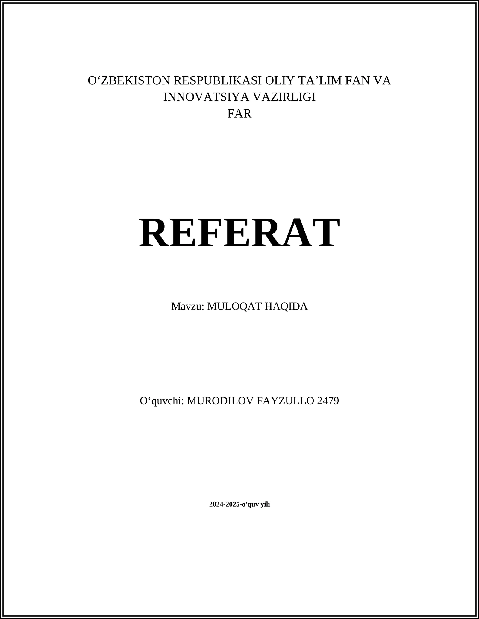 MULOQAT HAQIDA