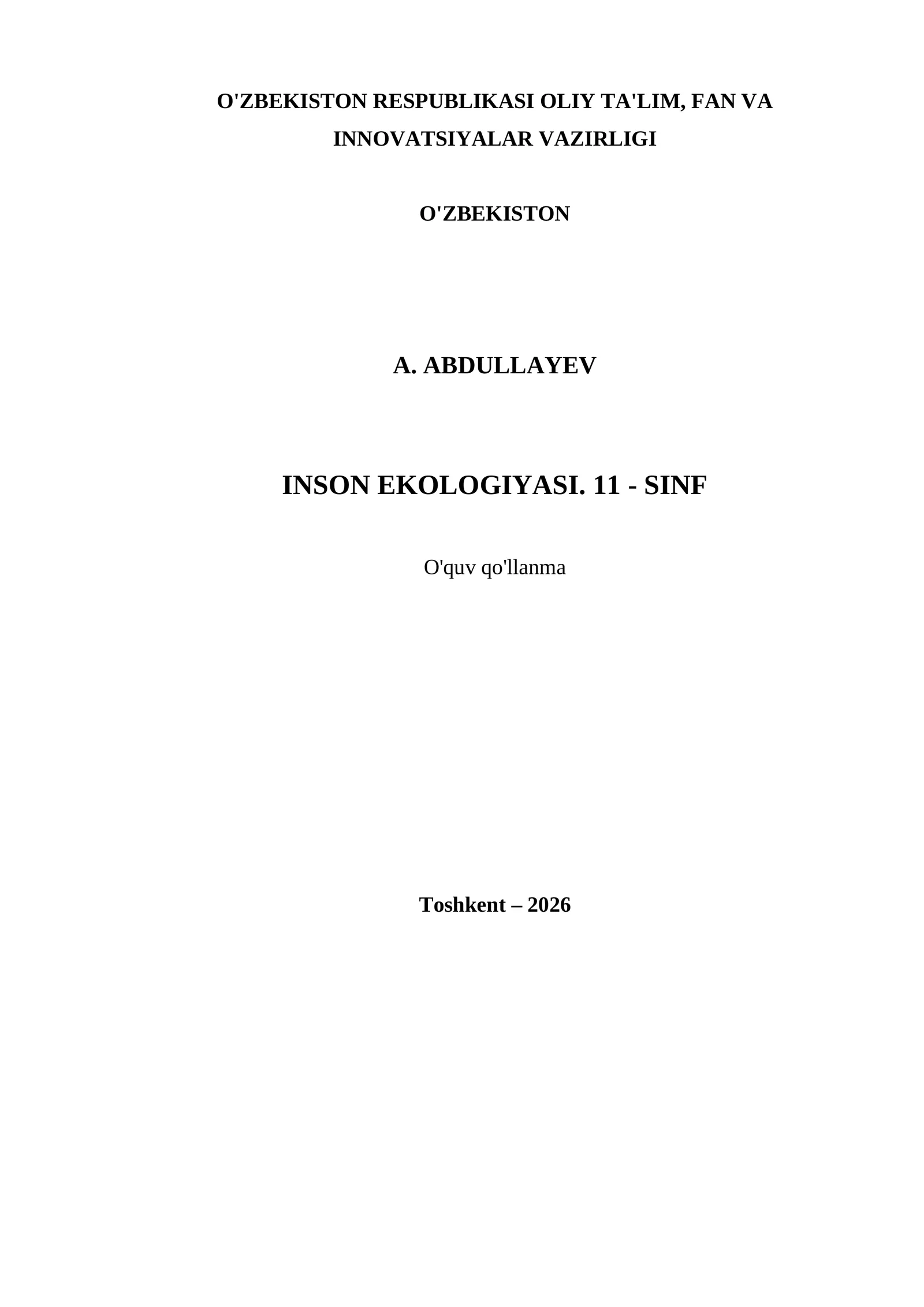 INSON EKOLOGIYASI. 11 - SINF