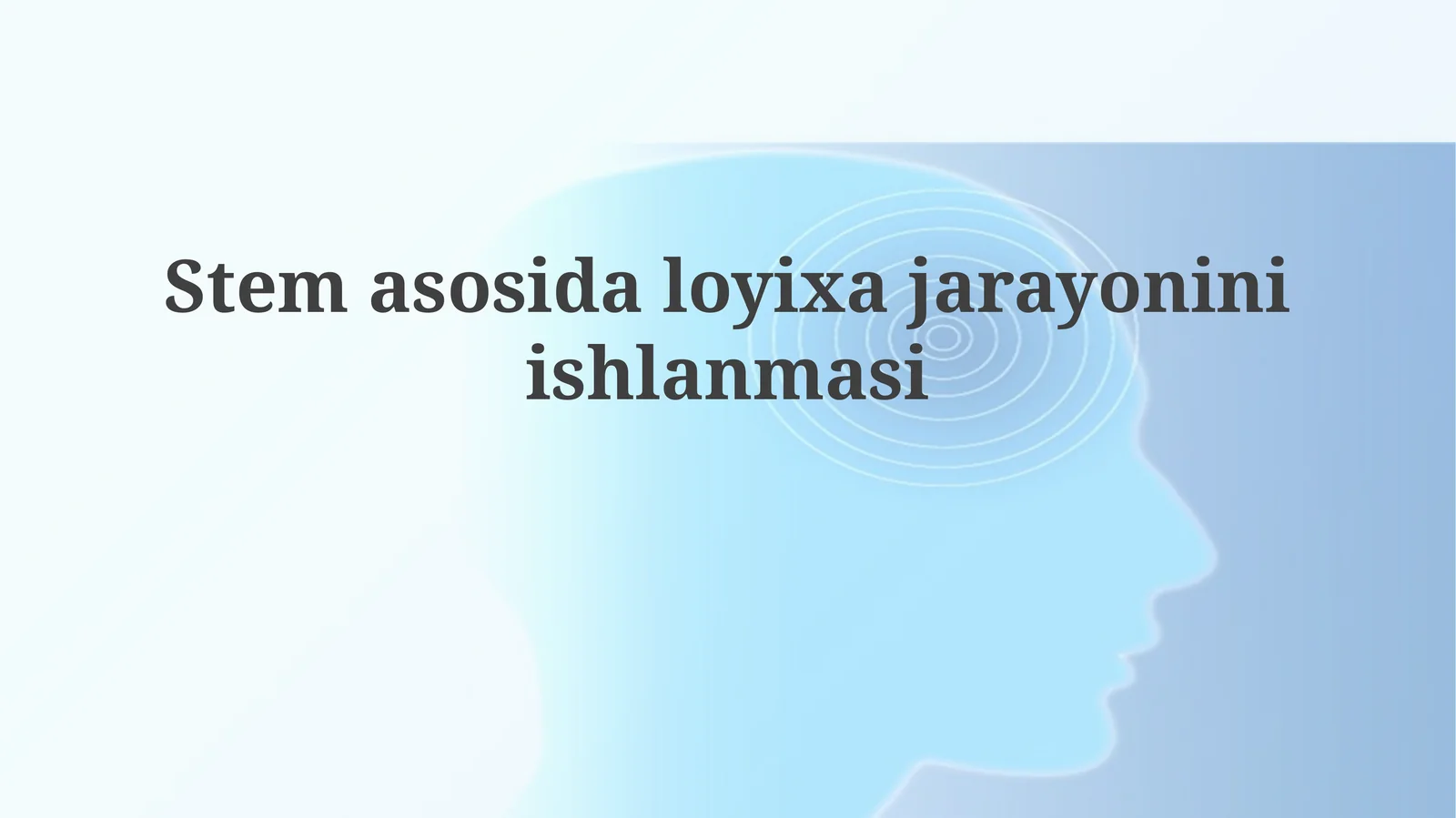 STEM asosidagi loyiha jarayonining ishlanmasi