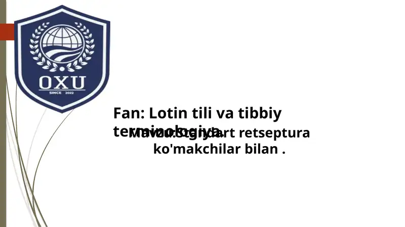Standart retseptura ko'makchilar bilan