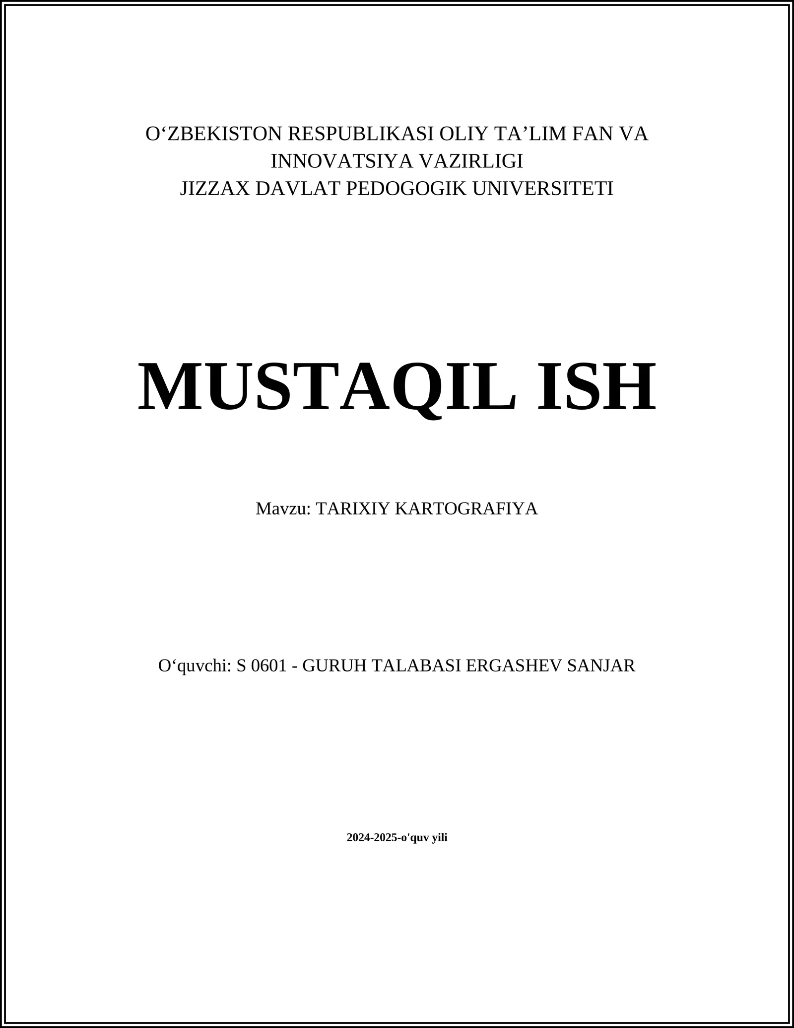 TARIXIY KARTOGRAFIYA