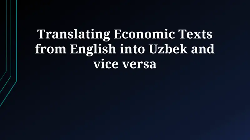 Uzbek-English Economic Translation