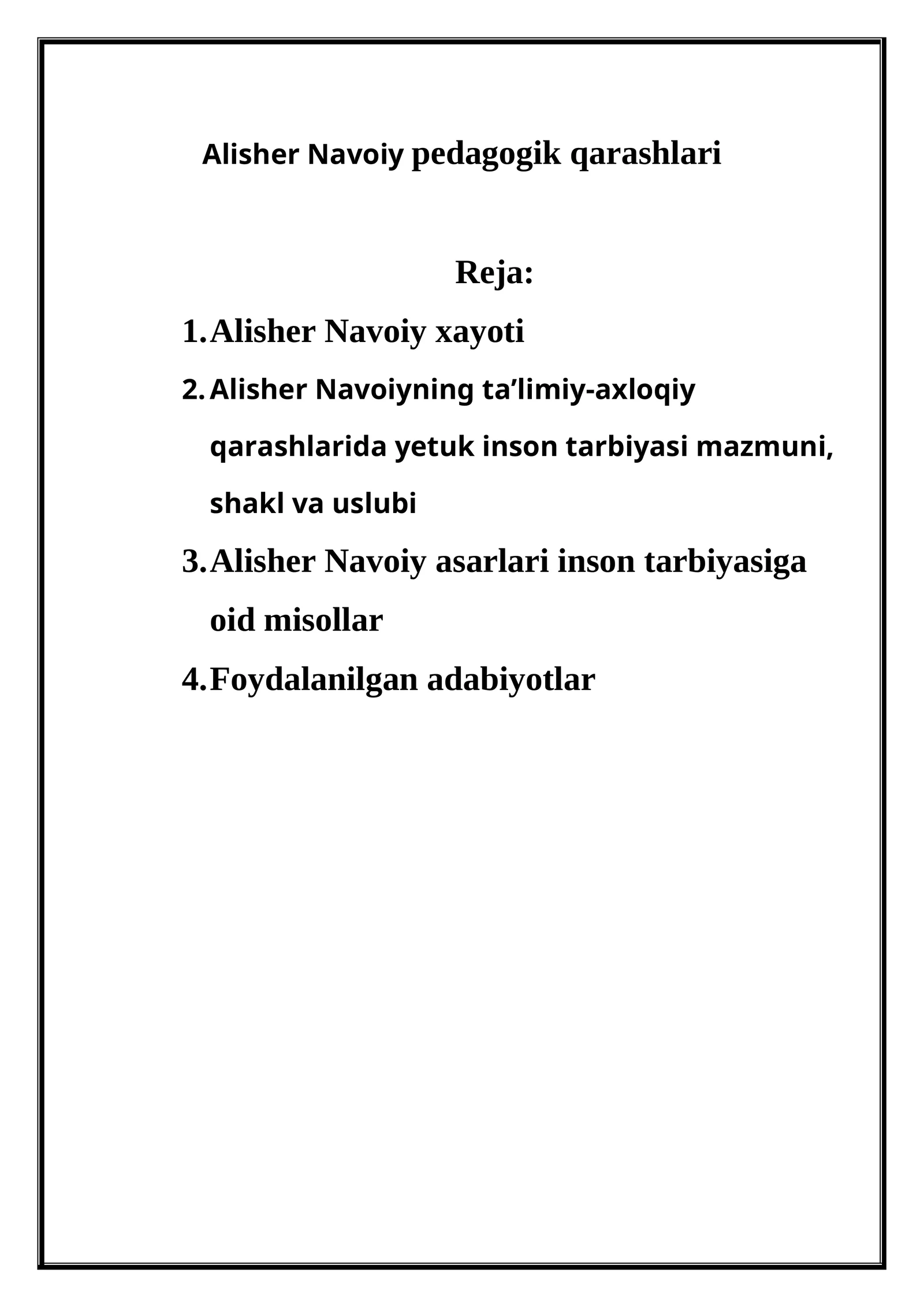 Alisher Navoiy pedagogik qarashlari