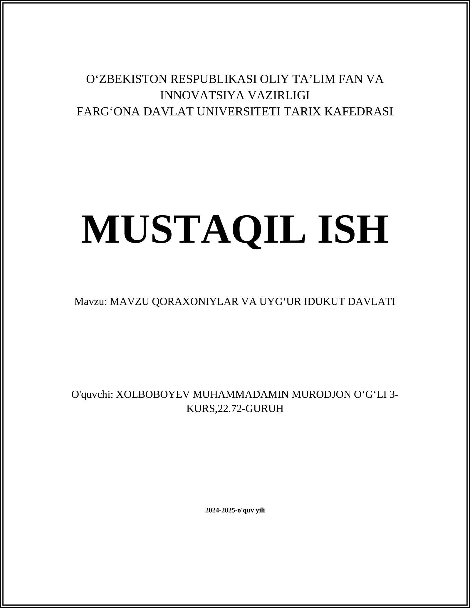 Qoraxoniylar va Uyg'ur Iduki Davlati