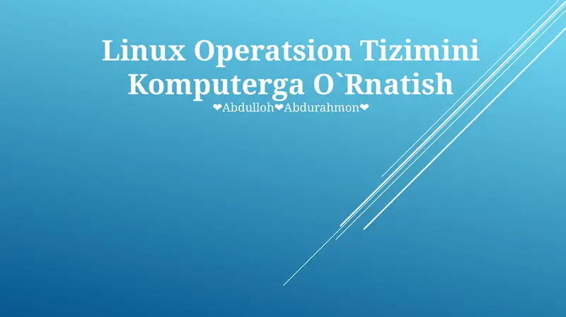 Linux Operatsion Tizimini Komputerga O`Rnatish