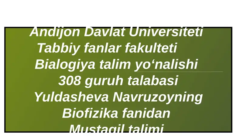 Bialogiya va talimyoʻnalishi