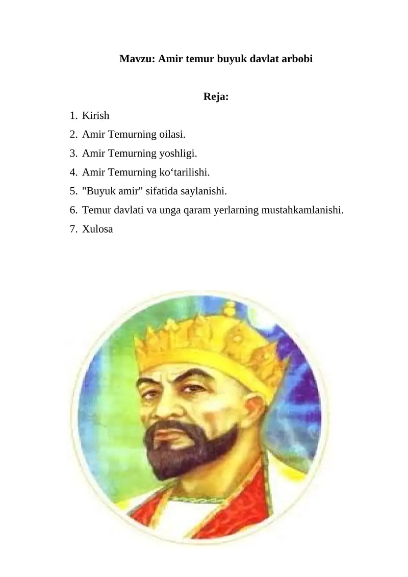 Amir temur buyuk davlat arbobi