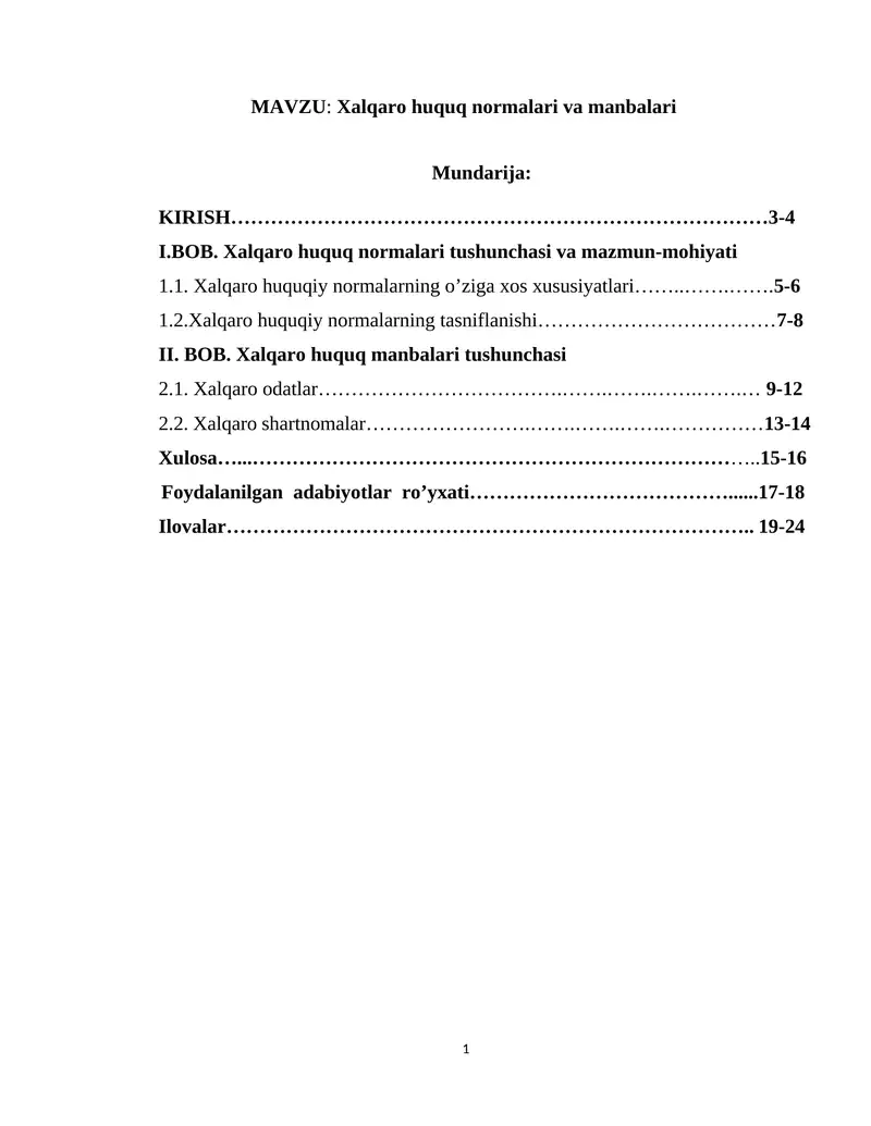 Xalqaro huquq normalari va manbalari