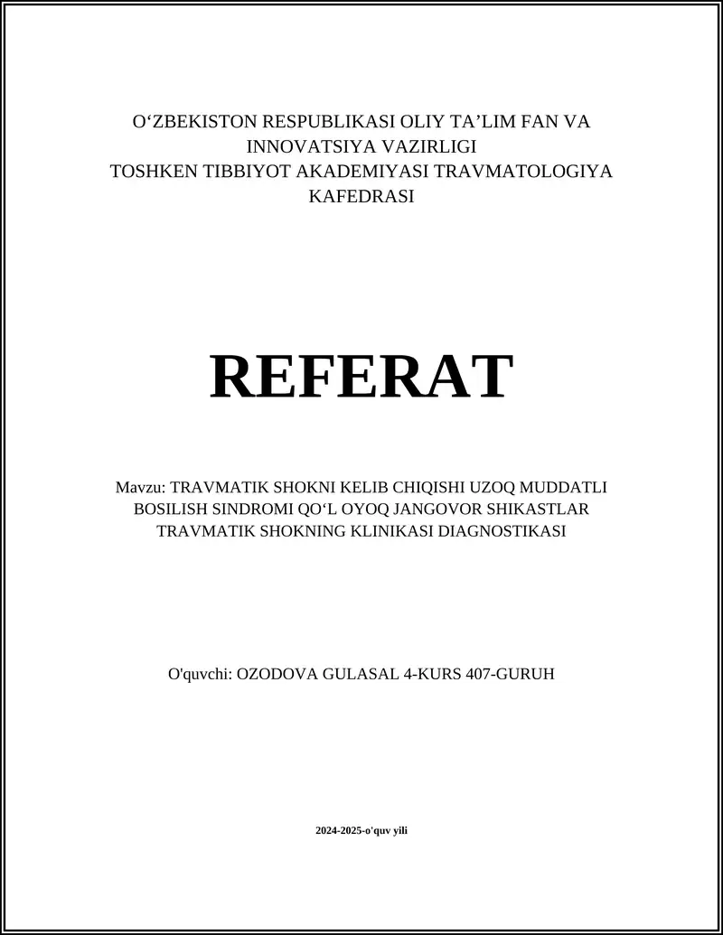 TRAVMATIK SHOK