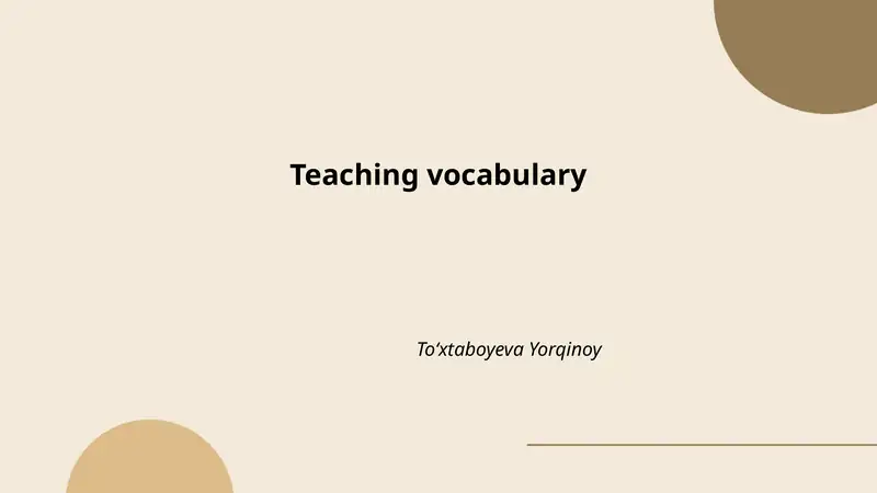 Teaching vocabulary