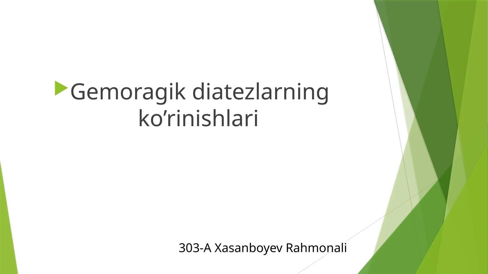 Gemoragik diatezlarning ko’rinishlari