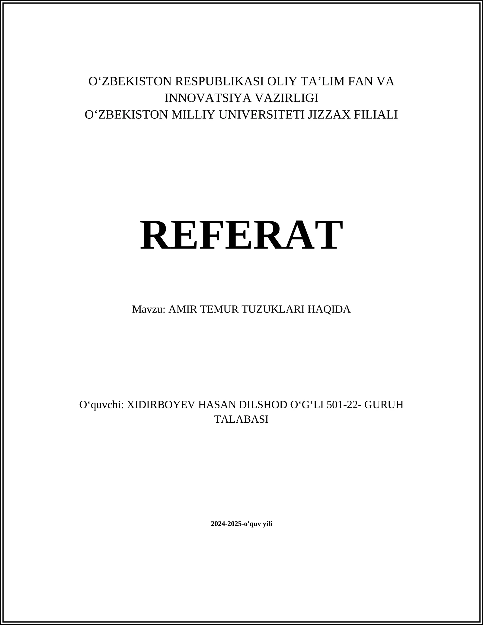 AMIR TEMUR TUZUKLARI HAQIDA