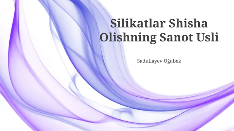 Silikatlar Shisha Olishning Sanot Usli