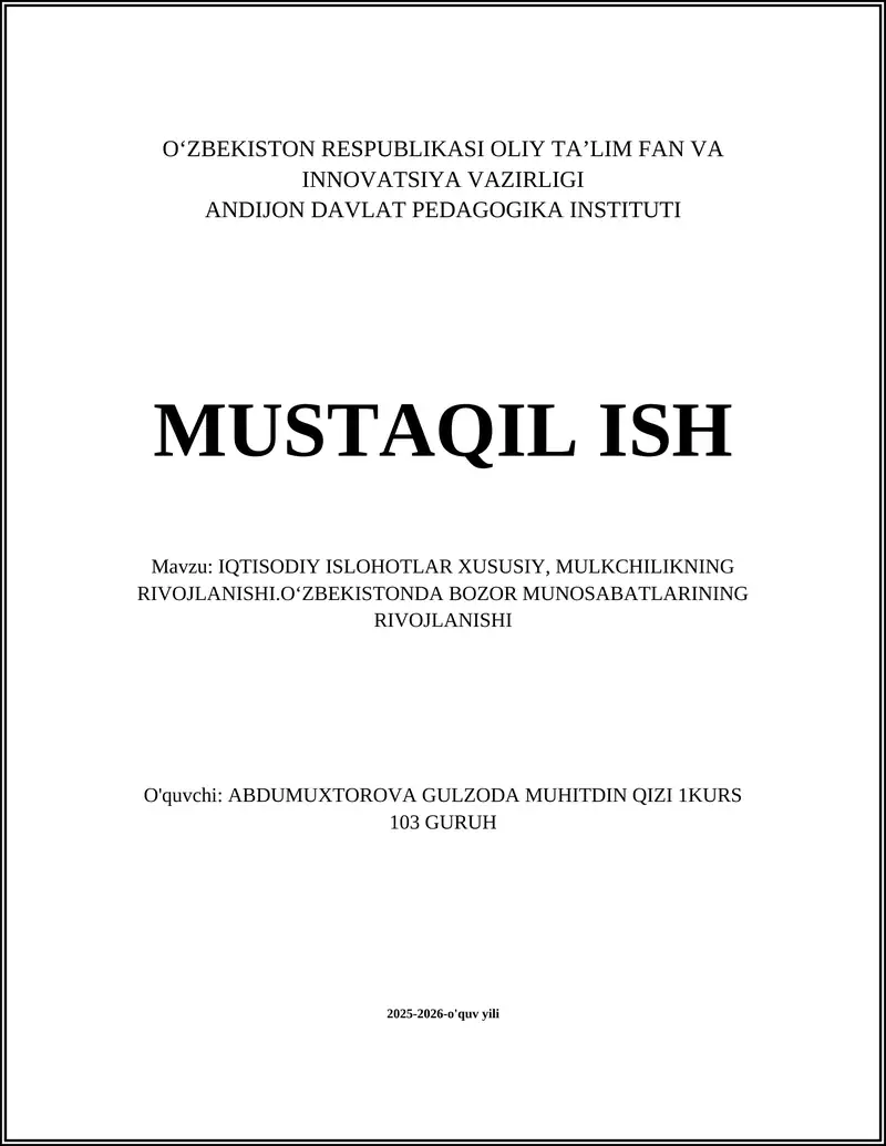 O'zbekistonda Mustaqillikdan so'ng Iqtisodiy Islohotlarning Asosiy Bosqichlari