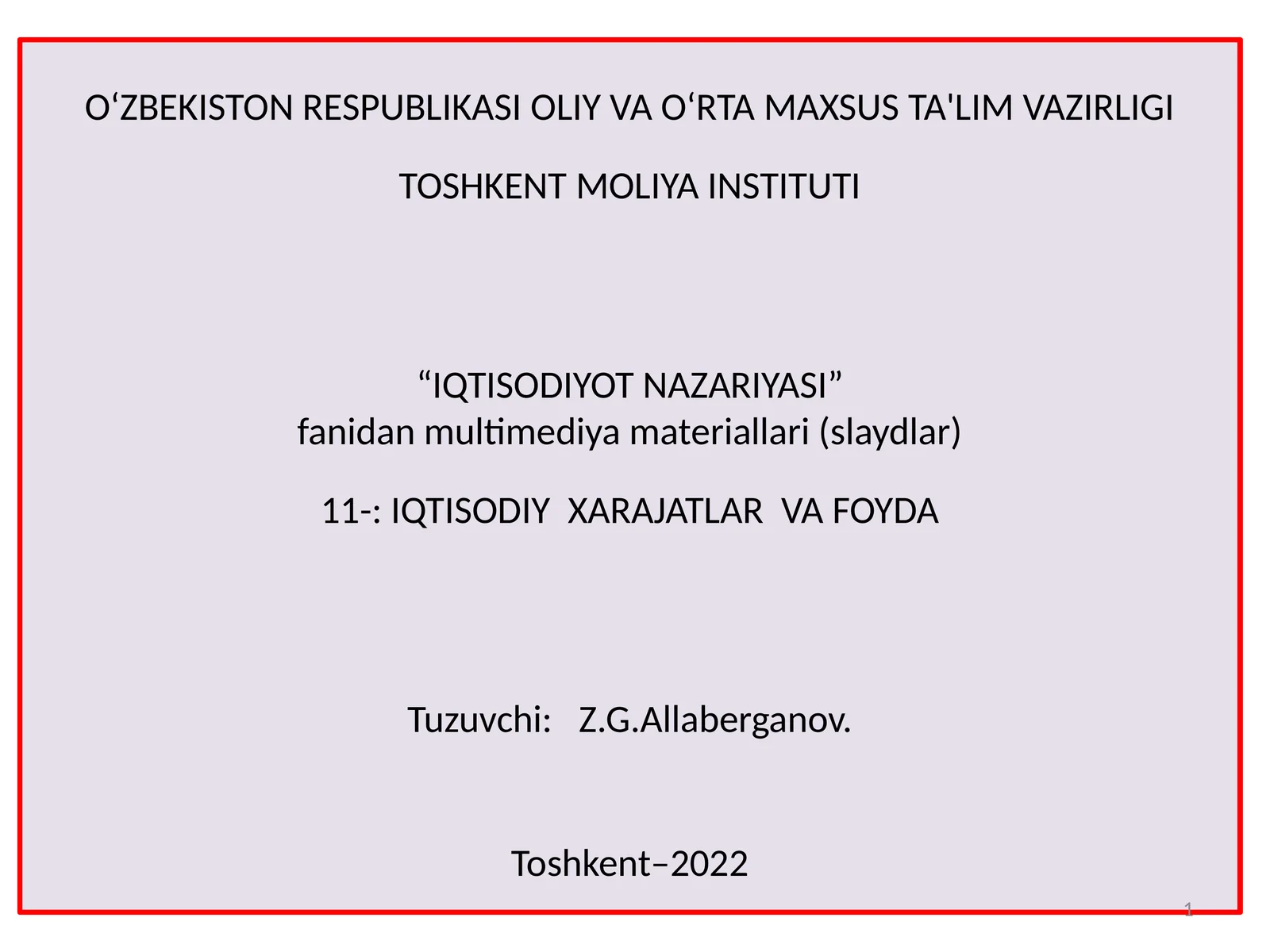 Iqtisodiy xarajatlar va foyda