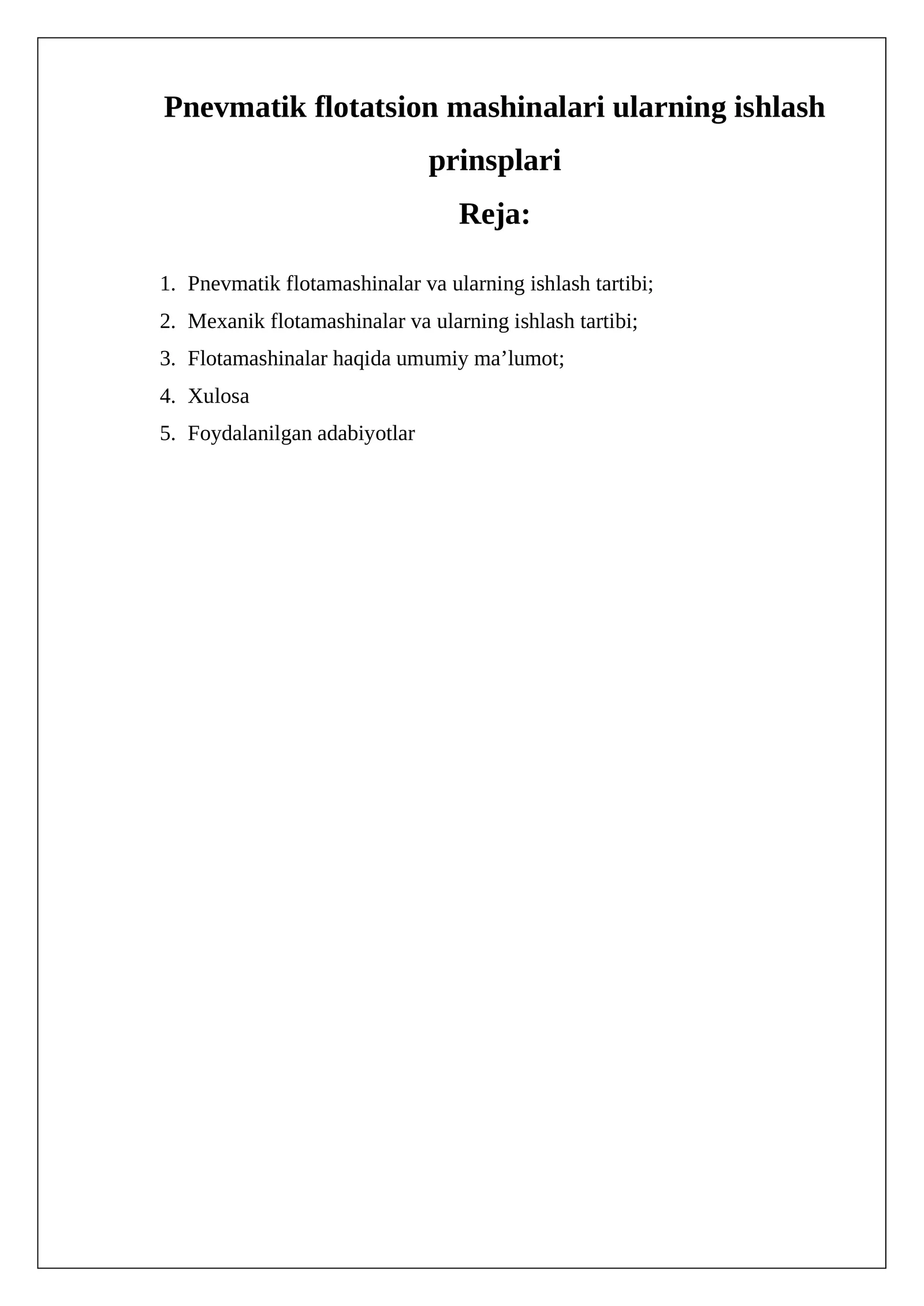 Pnevmatik flotatsion mashinalari ularning ishlash prinsplari