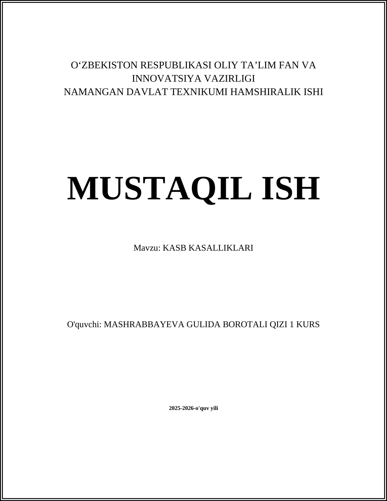 Kasb Kasalliklari