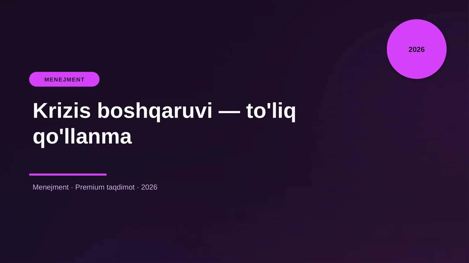 Krizis boshqaruvi — to'liq qo'llanma