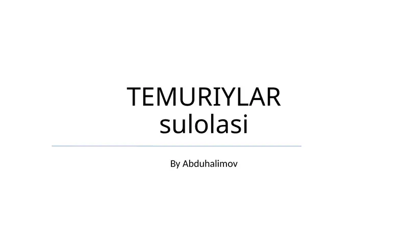 TEMURIYLAR sulolasi